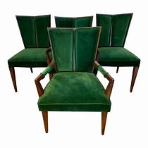 Image result for Wood Dining Chairs Green Velvet