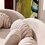 Image result for Modern 7-Seat Modular Sofa Round Sectional Sofa Beige Velvet Upholstered Modular Sofa With Ottoman & Pillows
