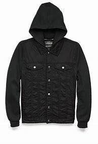 Image result for Male Black Hooded Denim Jacket