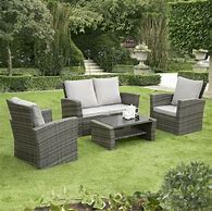 Image result for Flash Furniture JJ-S351-GG Aransas Series 4-Piece Black Rattan Weave Patio Set With Gray Pillows / Cushions
