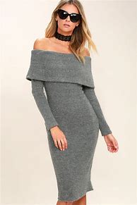 Image result for Off Shoulder Grey Sweater Dress