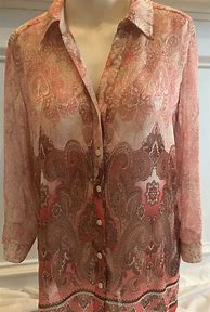 Image result for Chico's Long Sleeve Blouse: Orange Paisley Tops - Size Small