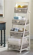 Image result for Ladder Shelf with Baskets