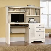 Image result for Antique White Computer Desk with Hutch