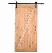 Image result for Paneled Wood Finish Prehung Barn Door With Installation Hardware Kit