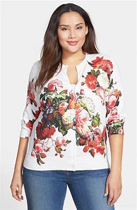 Image result for Floral Sweater Cardigan Plus Size