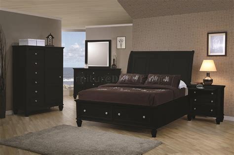 Black Finish Transitional Bedroom w/Storage Bed & Options