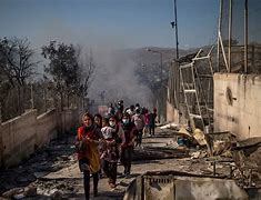 Image result for Refugee Camp Greece Fire