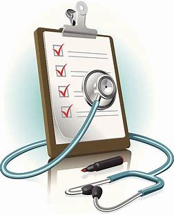 medical test form and a stethoscope