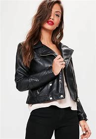 Image result for Black Faux Leather Coat