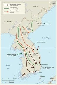 Image result for Map of Korea during Korean War