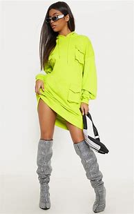 Image result for Neon Green Hoodie Dress