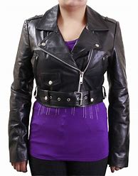 Image result for Short Black Leather Jacket