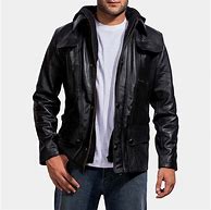Image result for Black Hooded Leather Jacket