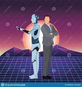 See related image detail. Humanoid Robot and Businessman Stock Vector - Illustration of business ...