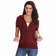 Image result for Hooded Short Sleeve Sweatshirt with Front Zipper