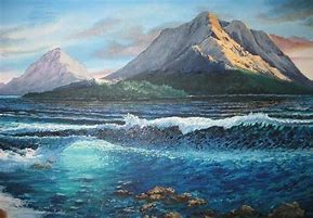 Image result for Night Mountain Painting