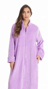 Image result for Women's Petite Cozy Knit Plush Zip Robe, Light Violet Purple P-L