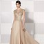 Image result for Two Piece A-Line Mother Of The Bride Dress Wrap Included Jewel Neck Knee Length Lace Polyester 3/4 Length Sleeve With Appliques 2022 Champagne US 6 /