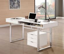 Image result for White Lacquer Desk with Drawers