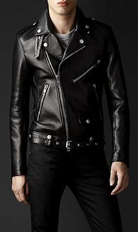 Image result for Black Leather Biker Jacket Men