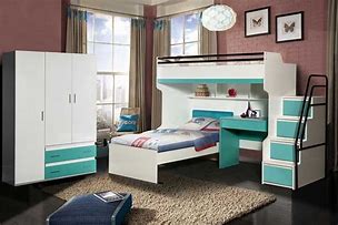 Image result for Loft Bed and Desk Turquoise