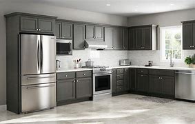 Image result for Gray Kitchen Cabinets with Slate Appliances