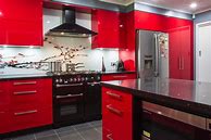Image result for Kitchen with Red Stove