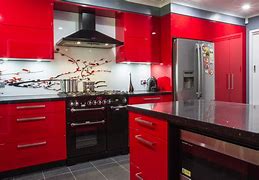 Image result for Brown Cabinets with Black Stainless Appliances