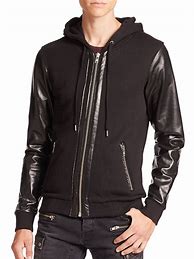 Image result for black leather jacket hoodie