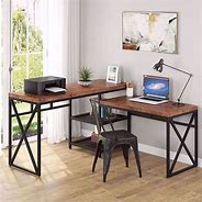Image result for Rustic Brown Standing Desk L-shaped