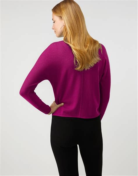 Bright Magenta   Turtle Neck Batwing Sweater   Pure Collection