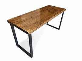Image result for Solid Wood Desk with Metal Legs