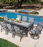 Image result for Wayfair Merlyn 9 Piece Outdoor Patio Dining Set Metal/Wicker/Rattan In Gray/White, Size 31.0 H X 80.0 W X 40.5 D In
