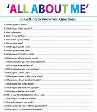 Image result for 50 Things About Me Questions