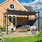 Image result for Wood Pergola with Retractable Curtsain Roof