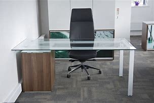 Image result for Wood Desk with Glass Top