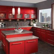 Image result for Dark Red Kitchen Cabinets