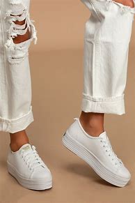Image result for Keds White Leather Platform Sneakers