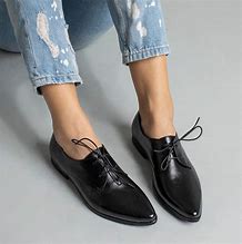Image result for Oxford Black Leather Shoes Women's