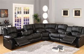 Image result for Black Leather Sectional Sofa with Recliner