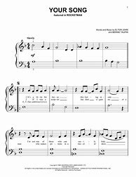 Image result for Sheet Music for Your Song by Elton John
