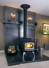 Image result for Wood Stove Surround for Wall