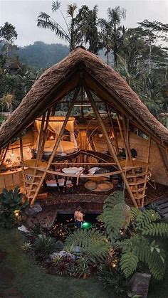Hideout Bali in Bali, Indonesia by @studiowna [IG] 🤍🏝 Photos by: @valentinoluis.indonesia [IG] | Beautiful tree houses, Tree house, Bamboo house design