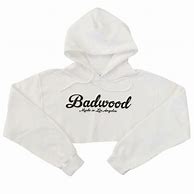 Image result for White Crop Hoodie with Cursive Writing