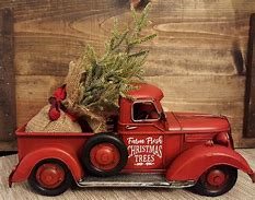 Image result for Red Toy Truck with Christmas Tree