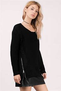 Image result for Women's Black Zip Up Sweater
