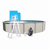 Image result for Leslie's Weekender Plus 18' Round Above Ground Pool Package With 12" Sand Filter System