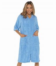 Image result for Women's Knee-Length Snap-Front Terry Robe, Peach Orange L Misses