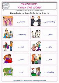 Image result for ESL Friendship Vocabulary Worksheet for Adults